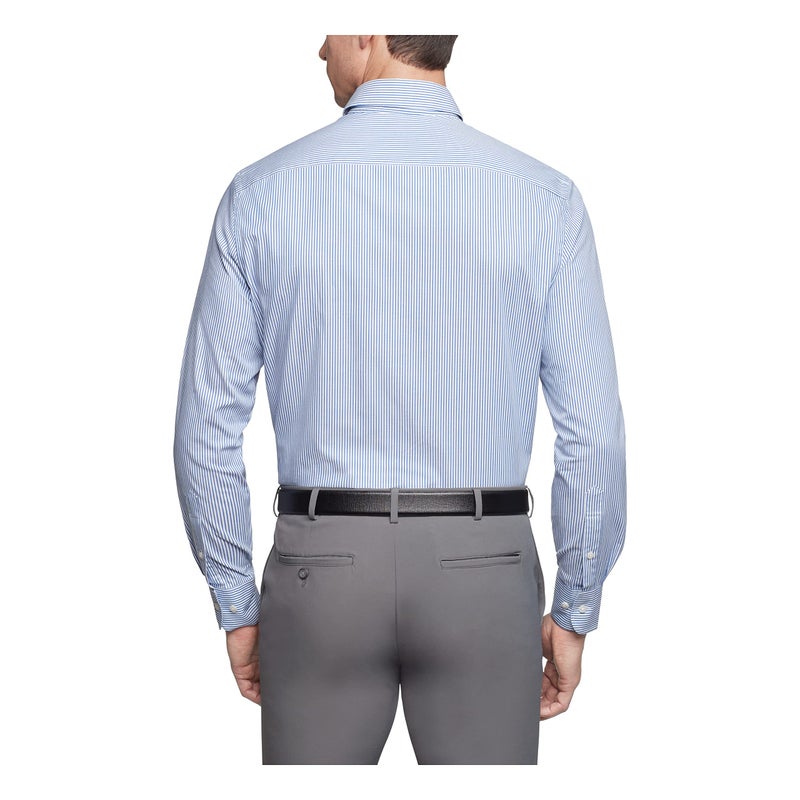 Van Heusen Men's Pinpoint Regular Fit Stripe Button Down Collar Dress Shirt, Blue, 17" Neck 34"-35" Sleeve - Image 2